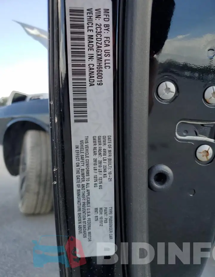 2C3CDZAGXMH660019 Photo# 12