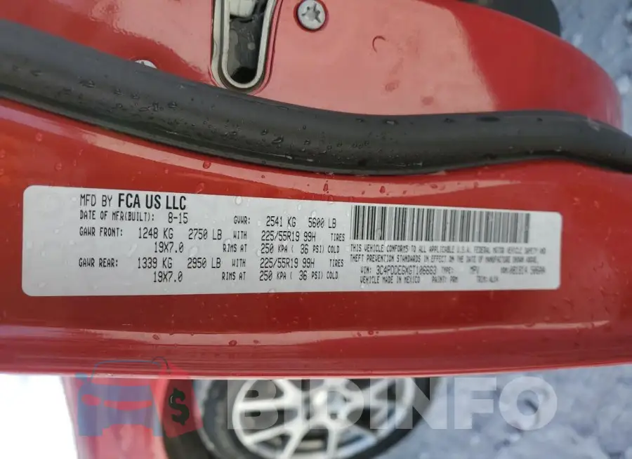 3C4PDDEGXGT106663 Photo# 13