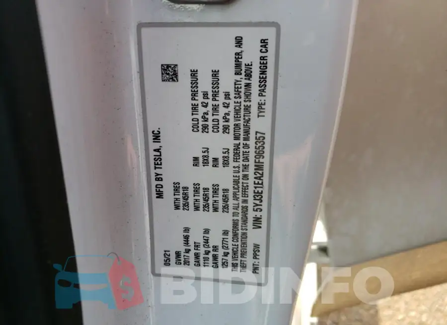 5YJ3E1EA2MF965357 Photo# 13