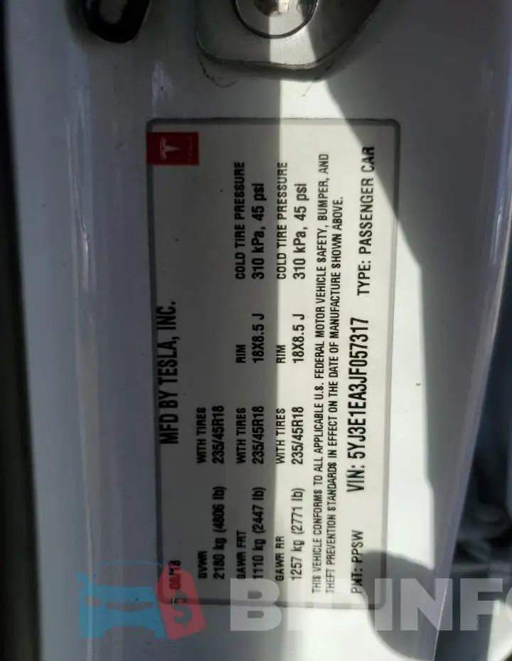 5YJ3E1EA3JF057317 Photo# 12
