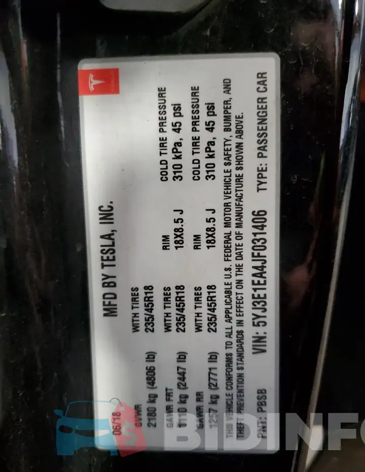 5YJ3E1EA4JF031406 Photo# 12