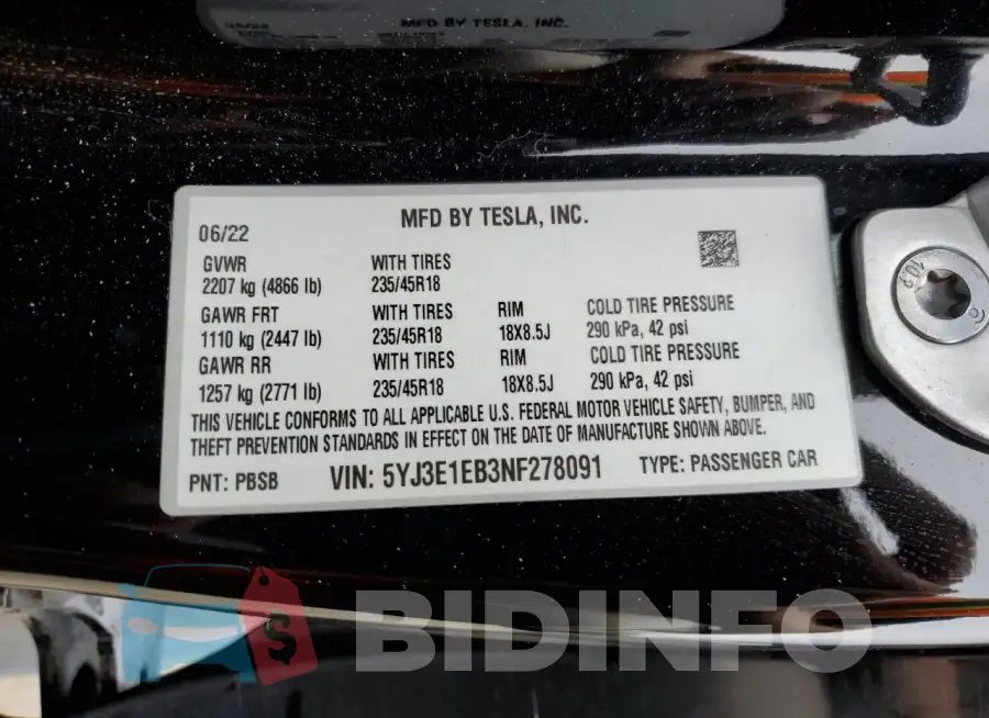 5YJ3E1EB3NF278091 Photo# 12