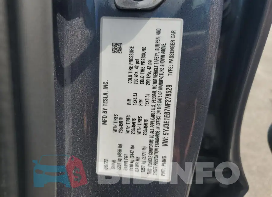 5YJ3E1EB7NF278529 Photo# 12