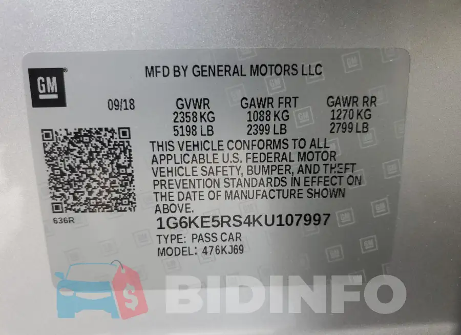 1G6KE5RS4KU107997 Photo# 12