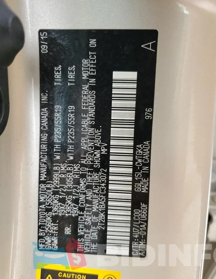 2T2BK1BA5FC343072 Photo# 14