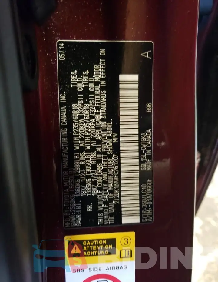 2T2BK1BA8FC261207 Photo# 13