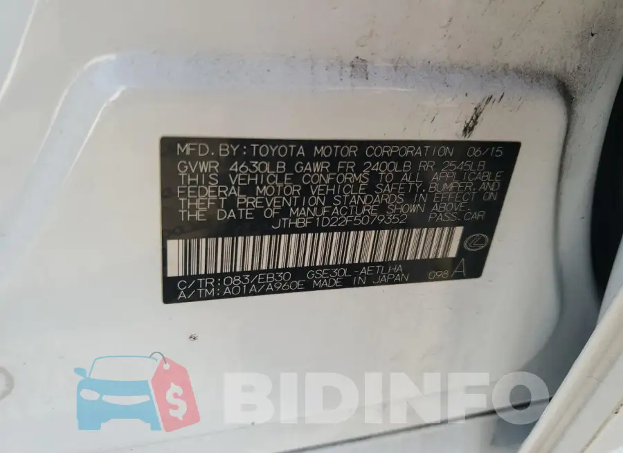JTHBF1D22F5079352 Photo# 12