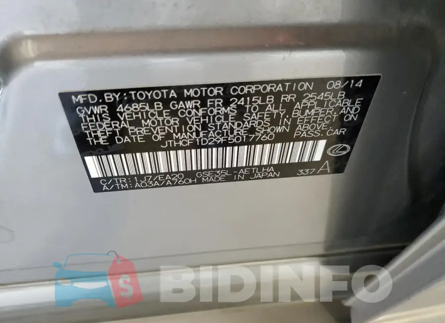 JTHCF1D29F5017760 Photo# 12