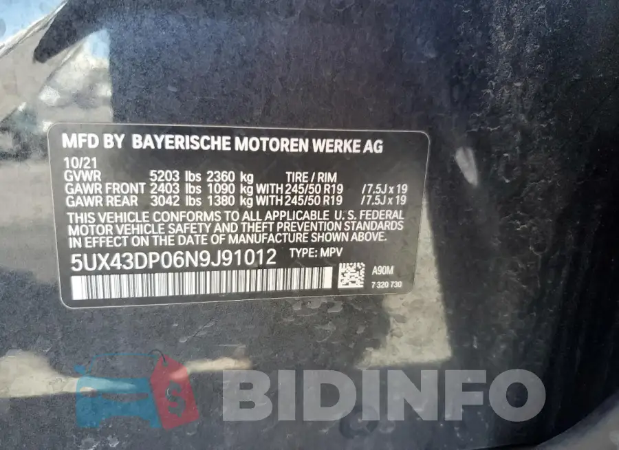 5UX43DP06N9J91012 Photo# 13