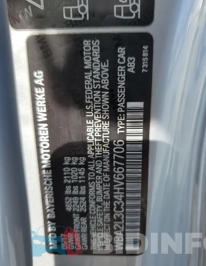 WBA2L3C34HV667706 Photo# 13