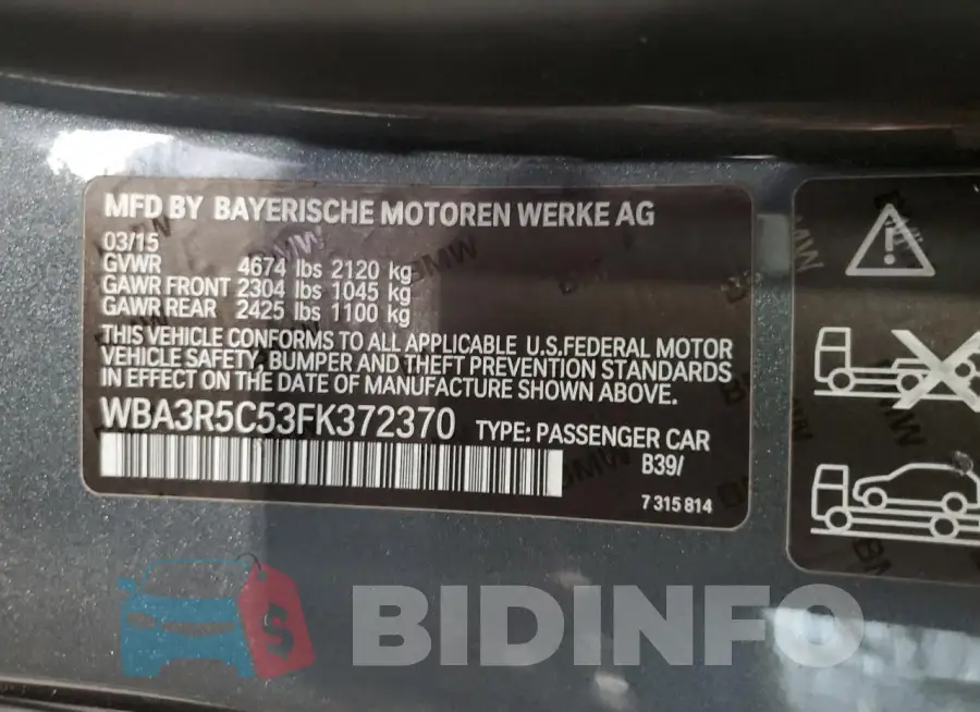 WBA3R5C53FK372370 Photo# 12