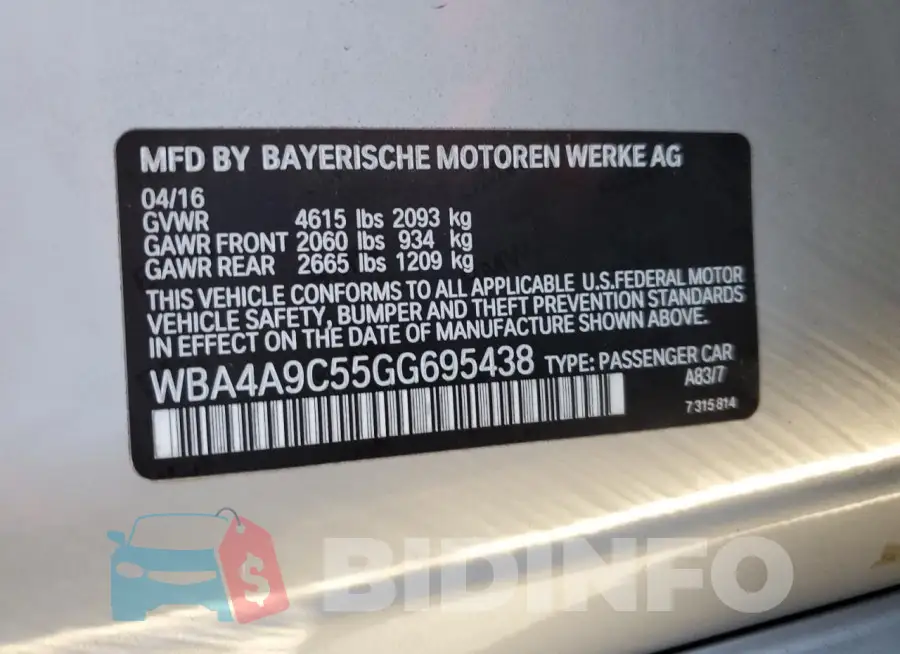 WBA4A9C55GG695438 Photo# 12