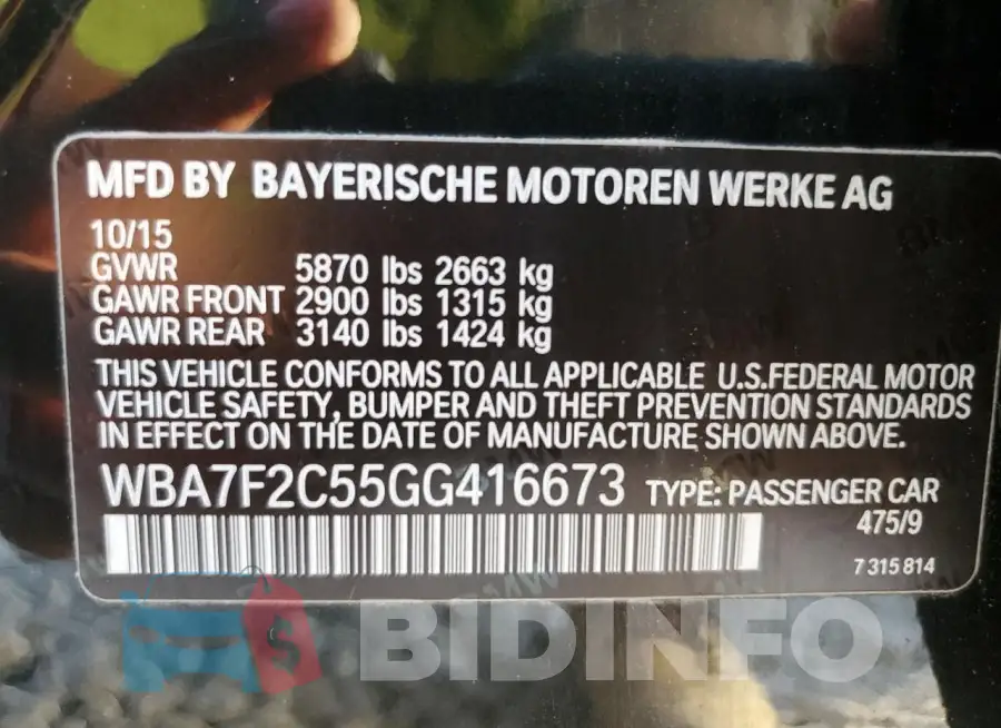 WBA7F2C55GG416673 Photo# 12