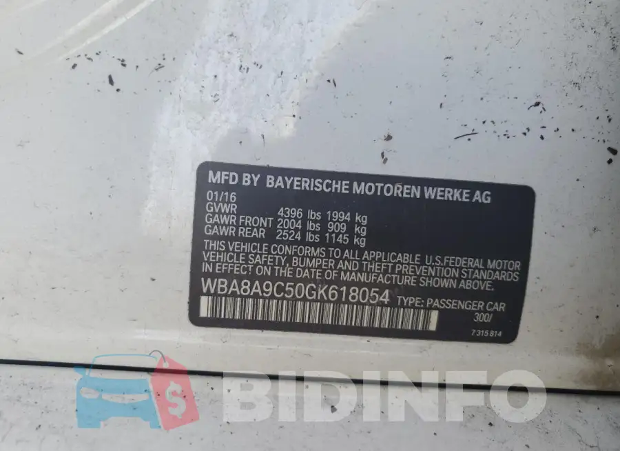 WBA8A9C50GK618054 Photo# 13