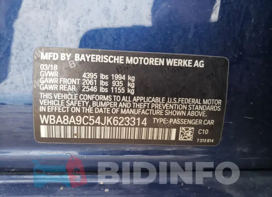 WBA8A9C54JK623314 Photo# 13