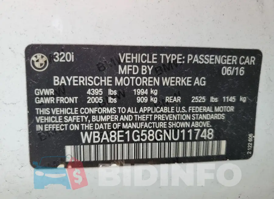 WBA8E1G58GNU11748 Photo# 13