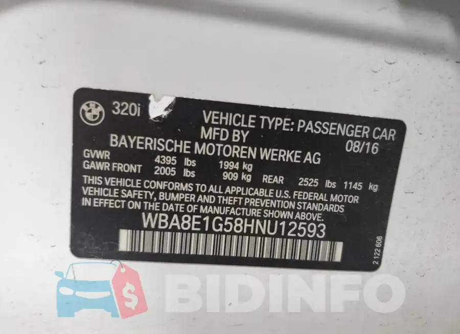 WBA8E1G58HNU12593 Photo# 12