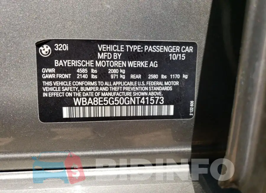 WBA8E5G50GNT41573 Photo# 12