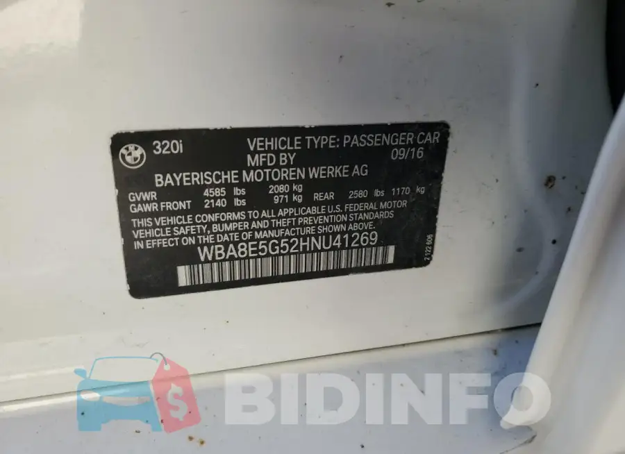 WBA8E5G52HNU41269 Photo# 12