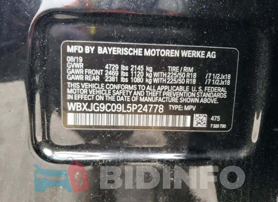 WBXJG9C09L5P24778 Photo# 13