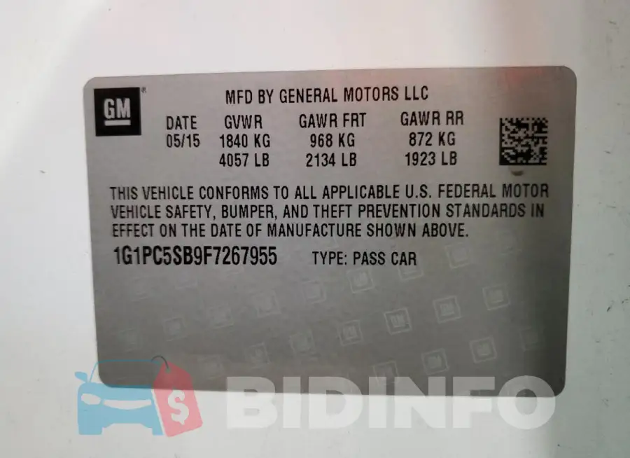 1G1PC5SB9F7267955 Photo# 12