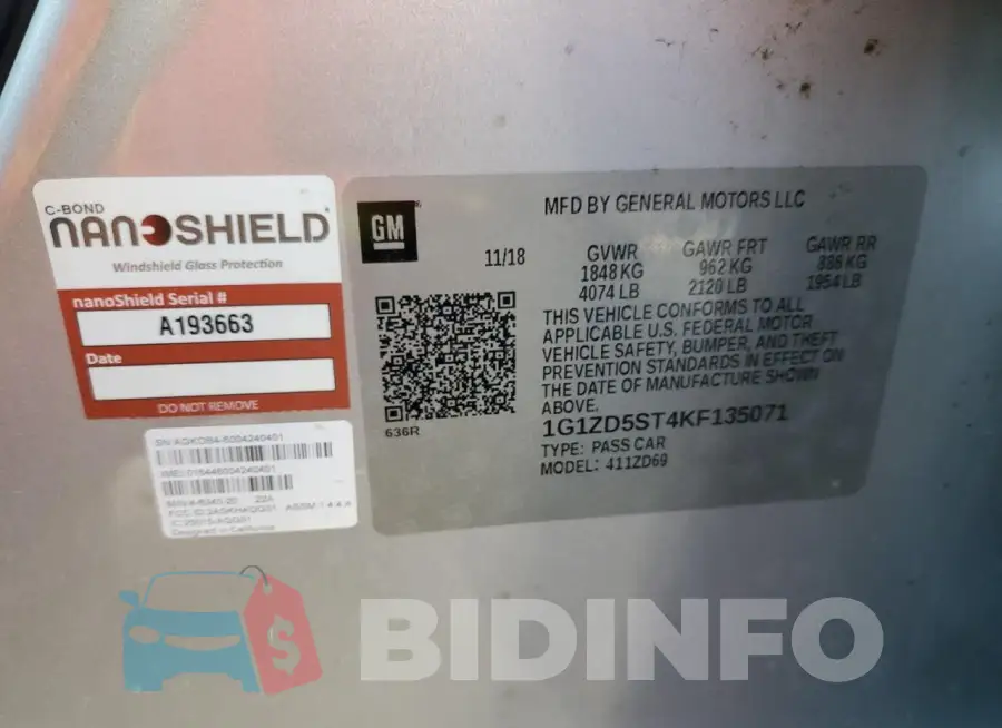 1G1ZD5ST4KF135071 Photo# 12