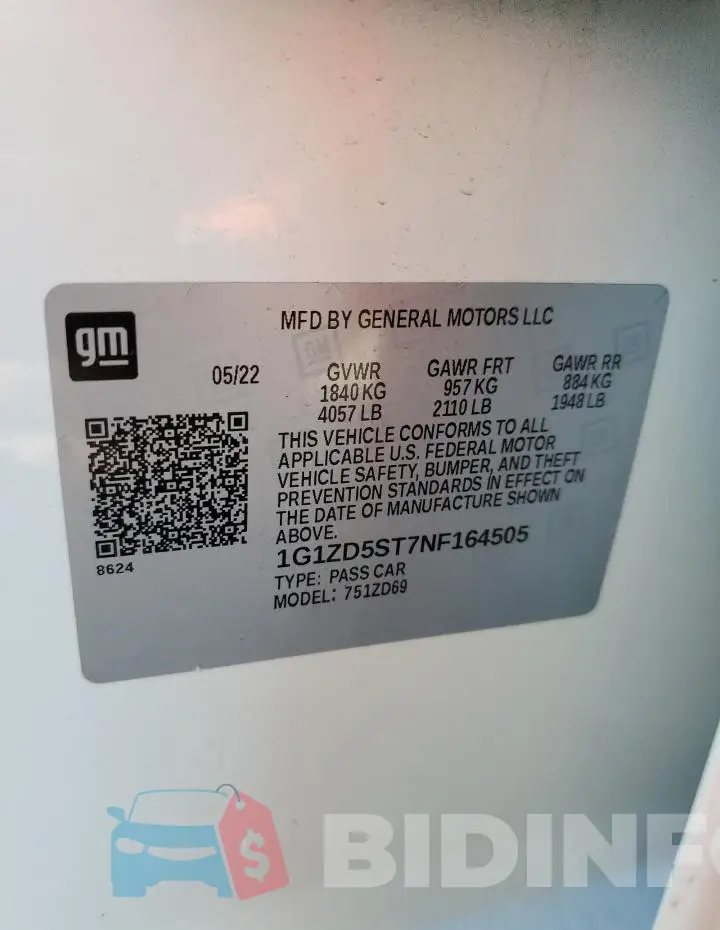 1G1ZD5ST7NF164505 Photo# 13