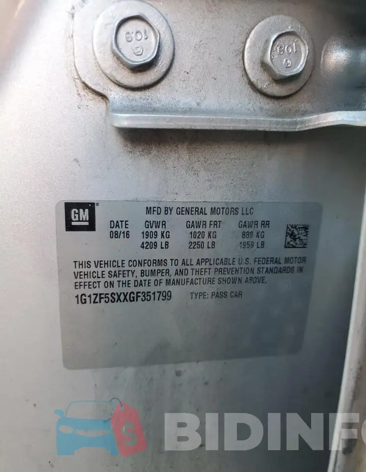 1G1ZF5SXXGF351799 Photo# 12