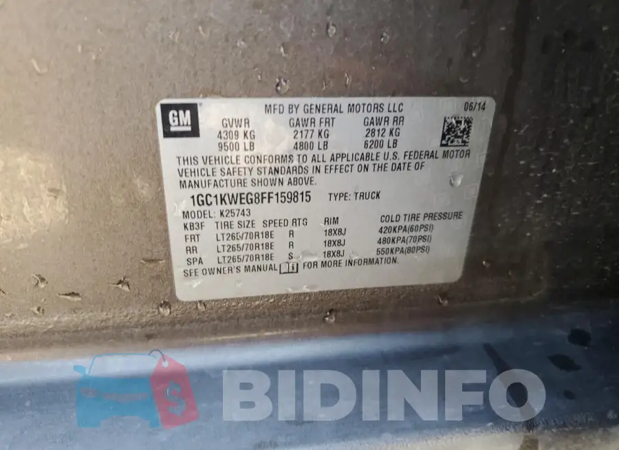 1GC1KWEG8FF159815 Photo# 13