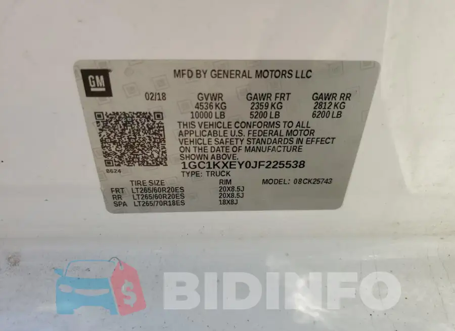 1GC1KXEY0JF225538 Photo# 12