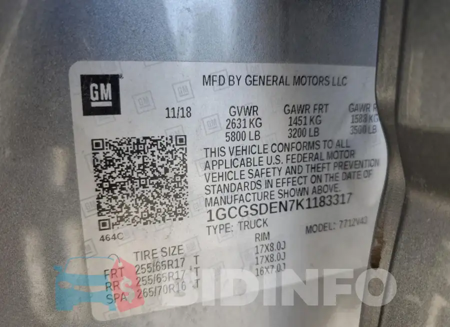 1GCGSDEN7K1183317 Photo# 13