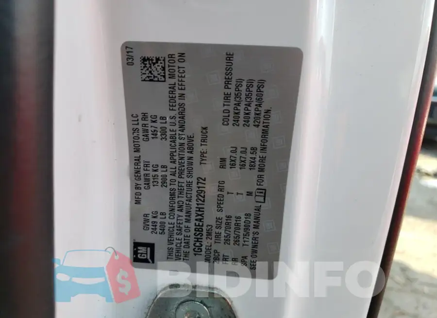 1GCHSBEAXH1229172 Photo# 12