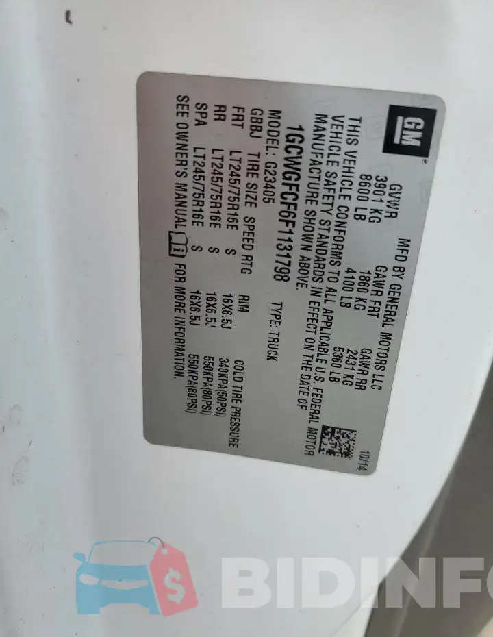 1GCWGFCF6F1131798 Photo# 13