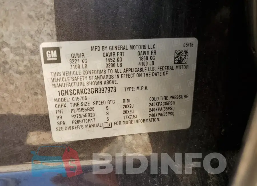 1GNSCAKC3GR397973 Photo# 14