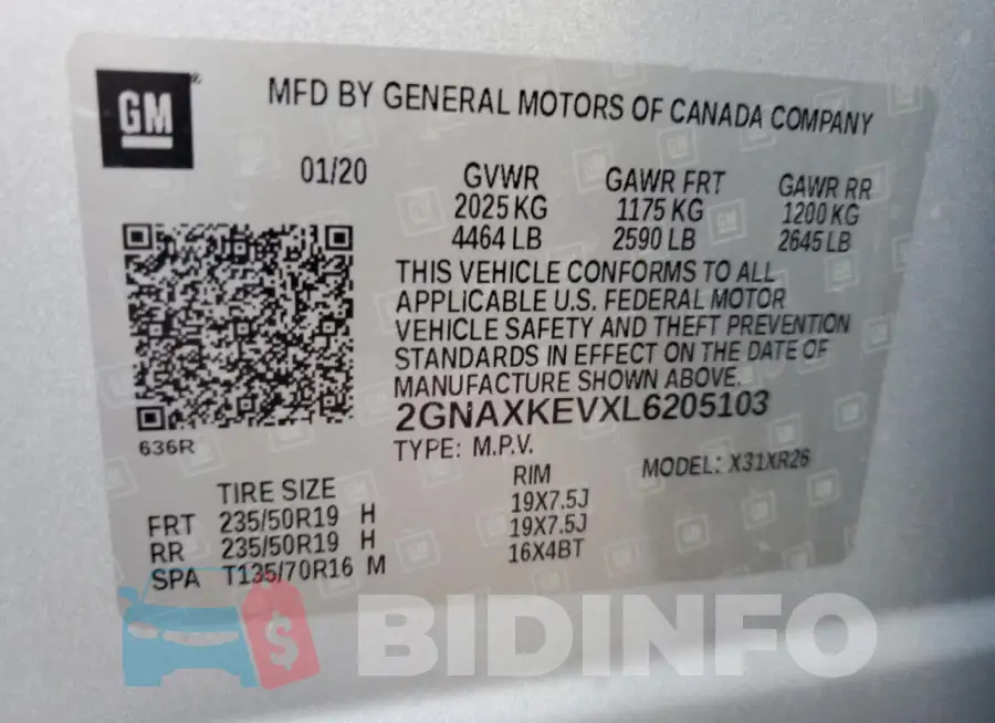2GNAXKEVXL6205103 Photo# 13