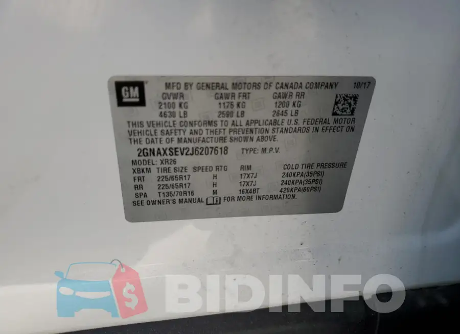 2GNAXSEV2J6207618 Photo# 13