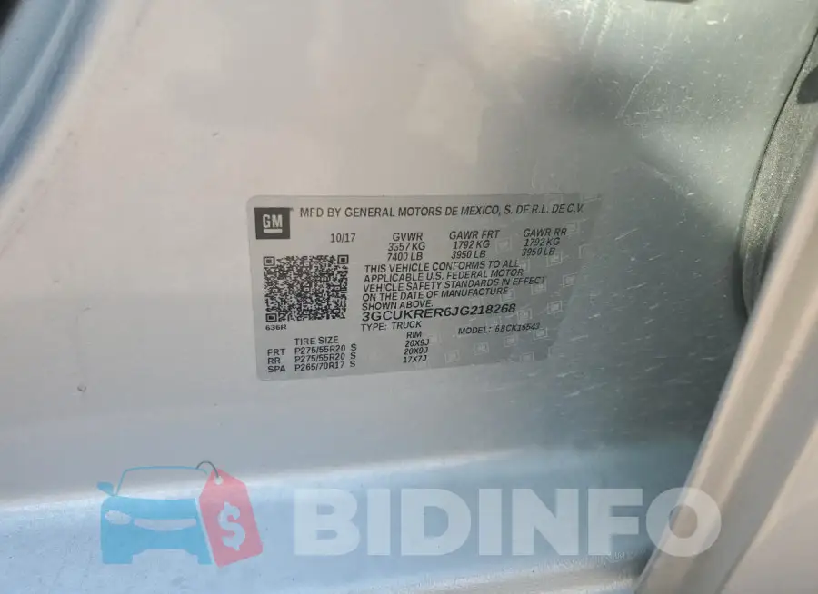 3GCUKRER6JG218268 Photo# 12