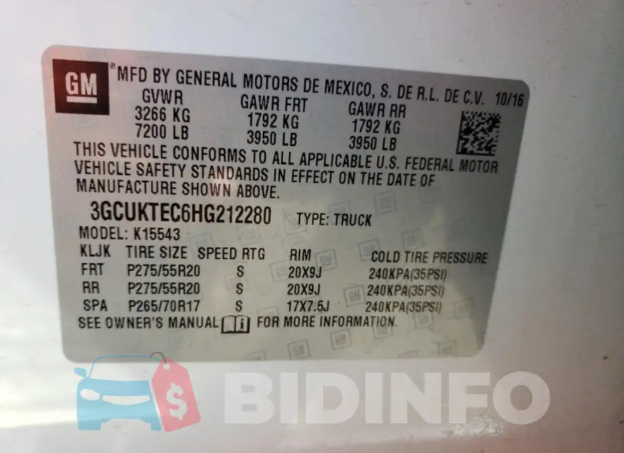 3GCUKTEC6HG212280 Photo# 12