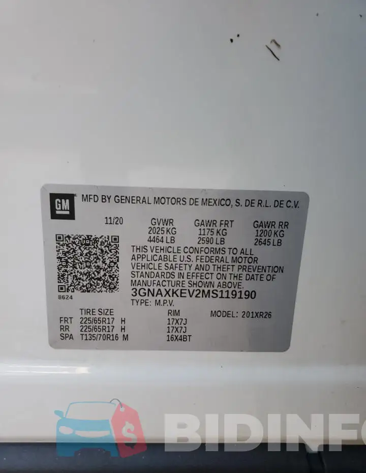 3GNAXKEV2MS119190 Photo# 14