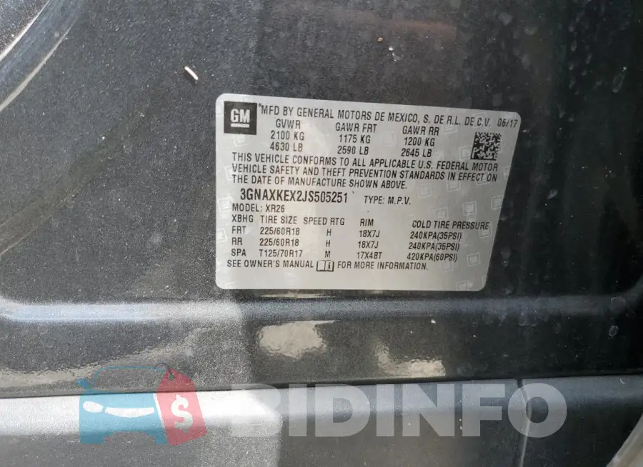 3GNAXKEX2JS505251 Photo# 14
