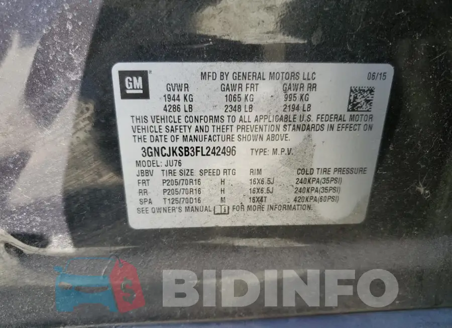 3GNCJKSB3FL242496 Photo# 13