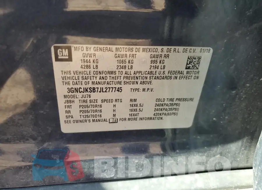 3GNCJKSB7JL277745 Photo# 14