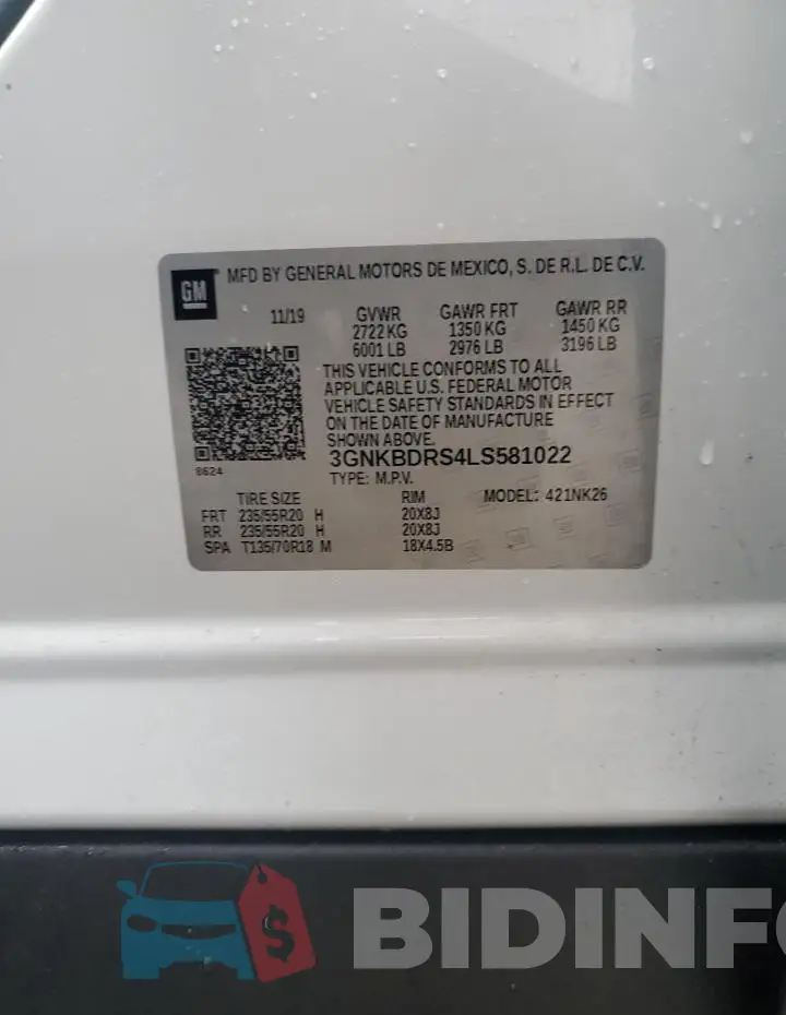 3GNKBDRS4LS581022 Photo# 14