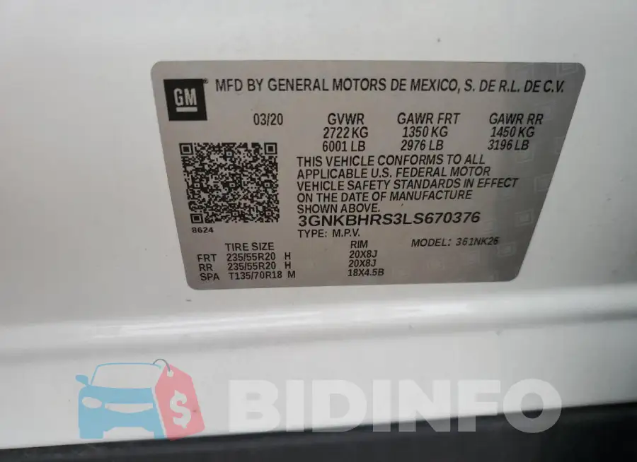 3GNKBHRS3LS670376 Photo# 14