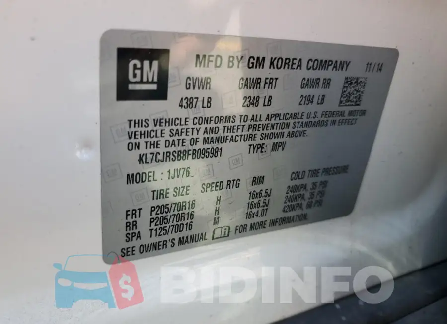 KL7CJRSB8FB095981 Photo# 12