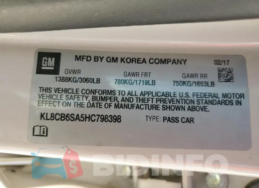 KL8CB6SA5HC798398 Photo# 13