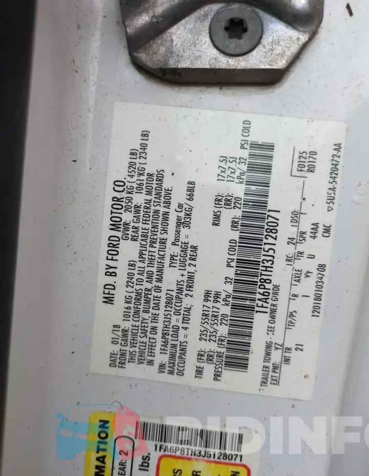1FA6P8TH3J5128071 Photo# 13