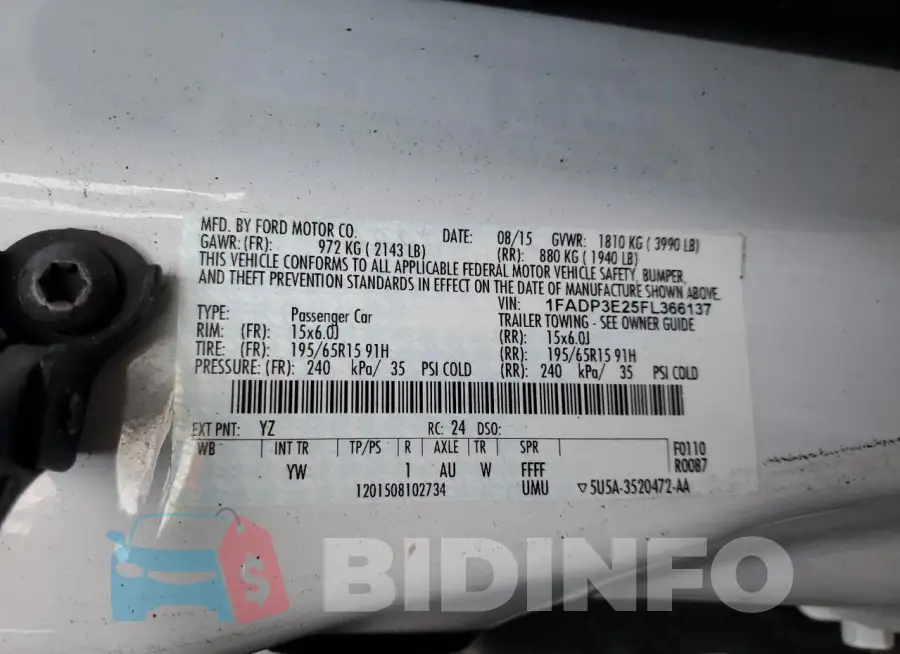 1FADP3E25FL366137 Photo# 13