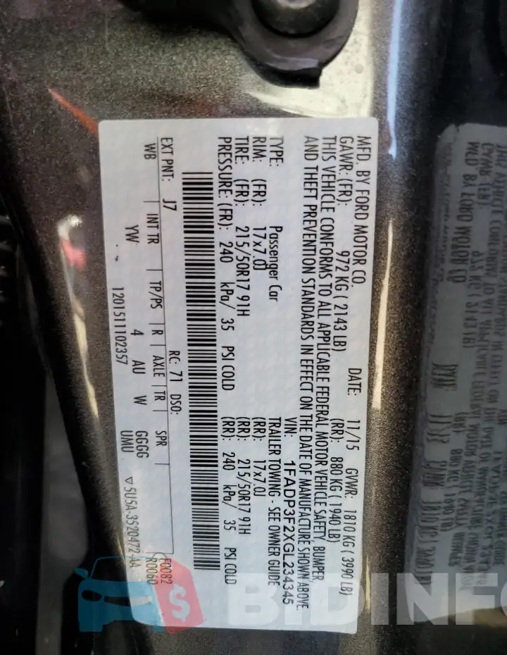 1FADP3F2XGL234345 Photo# 12