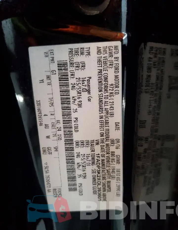 1FADP3K2XGL393601 Photo# 13